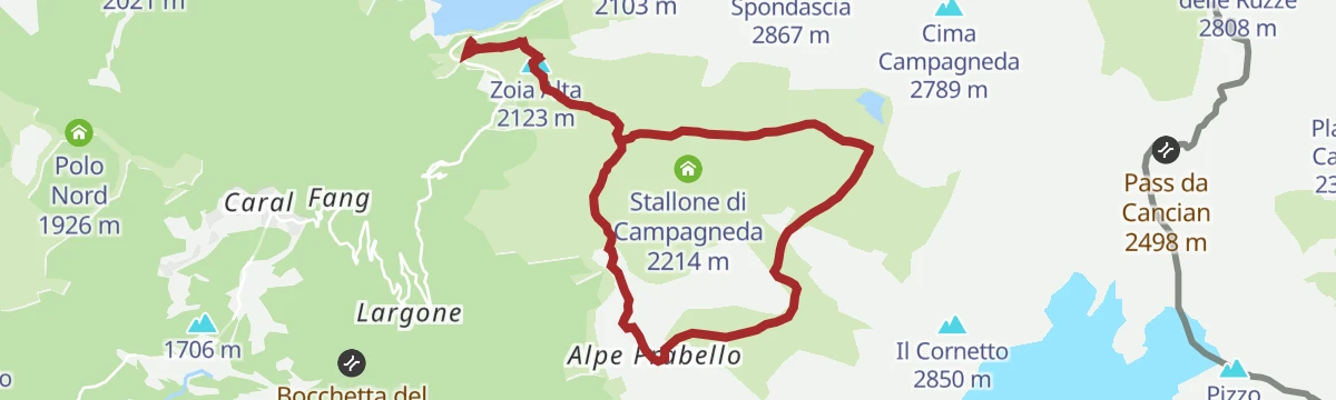 Route map: Alpe Prabello and Campagneda ponds, on the slopes of Pizzo Scalino